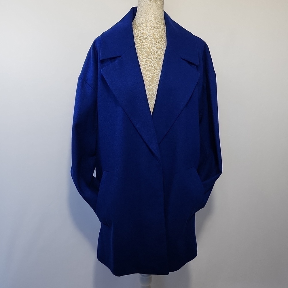 Liz Claiborne Women's Size Medium Blue Wool Blend Side Pockets Lined Jacket NWT - Picture 2 of 15